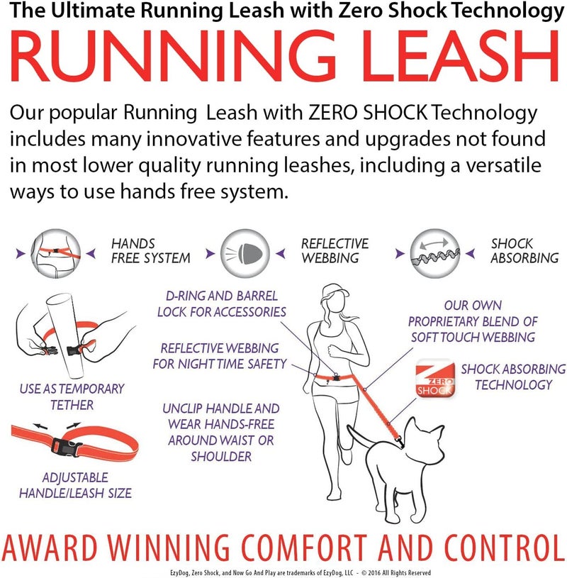 EzyDog Road Runner Hands Free Dog Leash â€“ Waist Leash for Dog Walking, Jogging and Running with Zero Shock Bungee, Reflective Stitching, and Adjustable Waist (Blue) - Image 4